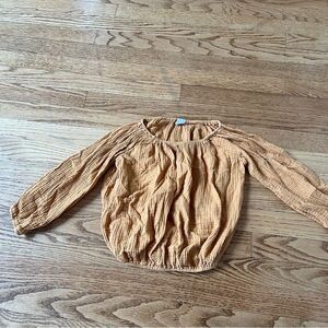 Alice + Ames Mustard Yellow Crinkle Long Sleeve Top - 6